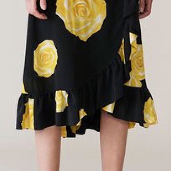 Ganni Black and Yellow Floral Midi Skirt - Picture 3 of 11